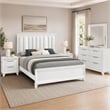 Queen Bedroom Set- White- Silver Wood- 4 Piece Set with Dresser-2 Nightstand