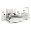 Queen Bedroom Set- White- Silver Wood- 4 Piece Set with Dresser-2 Nightstand