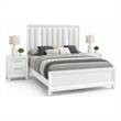 Queen Bedroom Set- White- Silver Wood- 3 Piece Set with 2 Nightstands
