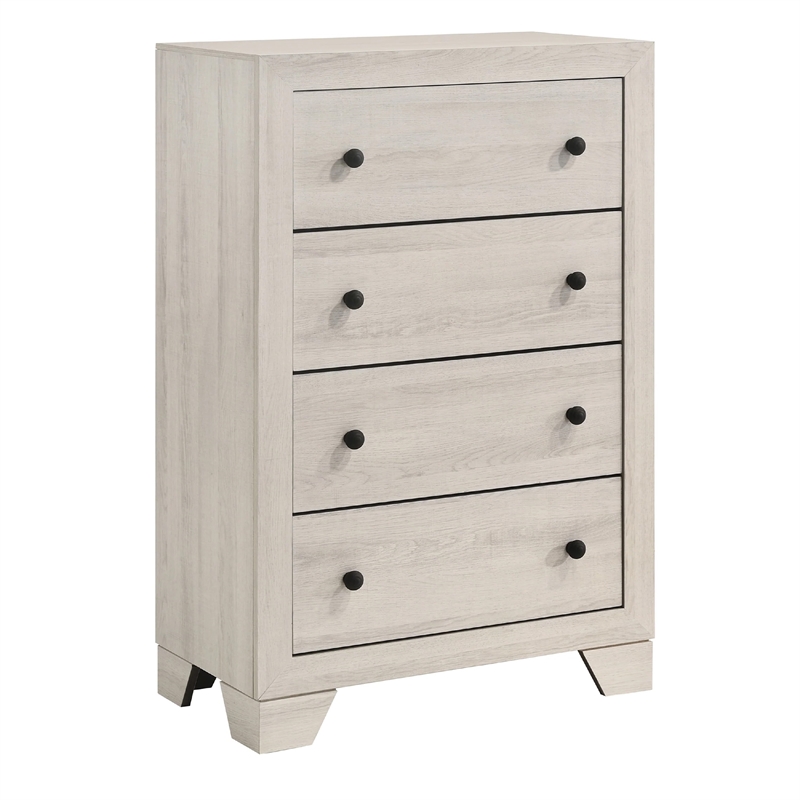 Full Bedroom Set- White- Black Wood- 4 Piece Set with Nightstand- Dresser-Chest