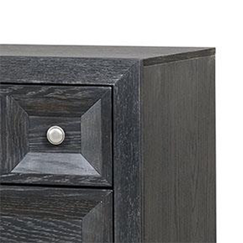 Queen Bedroom Set- Weathered Black Wood- 3 Piece Set with 2 Nightstands