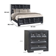 Queen Bedroom Set- Weathered Black Wood- 3 Piece Set with 2 Nightstands