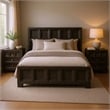 Queen Bedroom Set- Weathered Black Wood- 3 Piece Set with 2 Nightstands