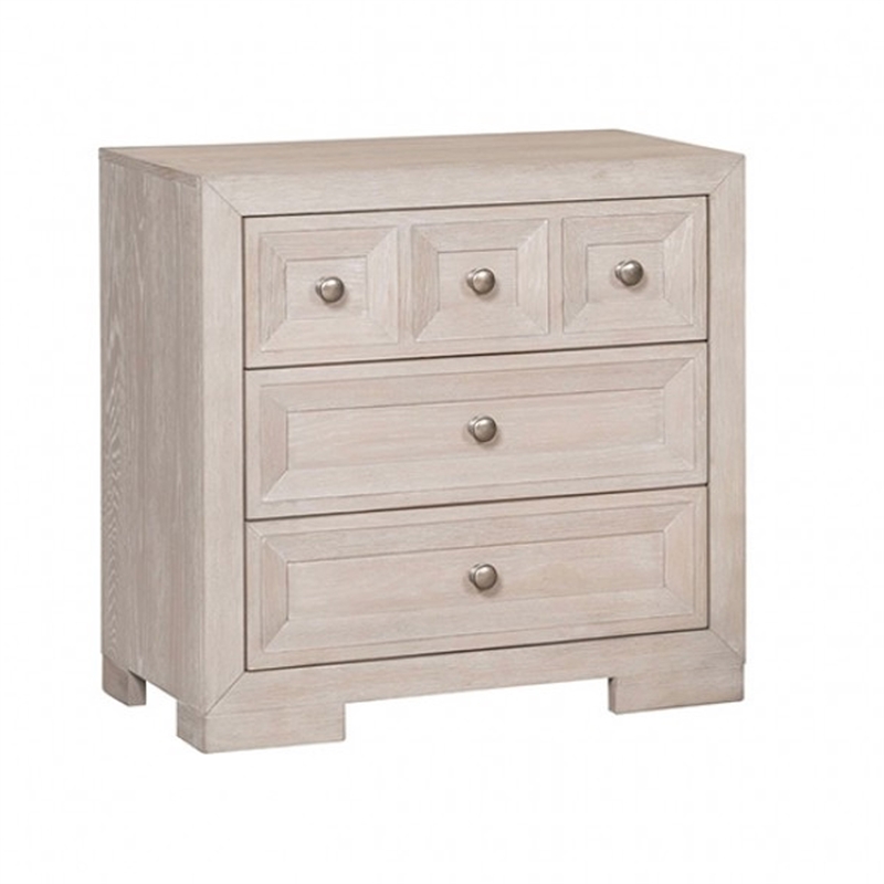 Queen Bedroom Set- Beige- Bronze Wood- 3 Piece Set with 2 Nightstands