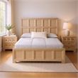 Queen Bedroom Set- Beige- Bronze Wood- 3 Piece Set with 2 Nightstands