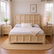 Queen Bedroom Set- Beige- Bronze Wood- 3 Piece Set with 2 Nightstands
