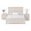 Queen Bedroom Set- Beige- Bronze Wood- 3 Piece Set with 2 Nightstands