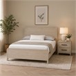 Queen Bedroom Set- Natural Oak Beige Brown Wood- 2 Piece Set with Nightstand