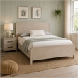 Queen Bedroom Set- Natural Oak Beige Brown Wood- 2 Piece Set with Nightstand
