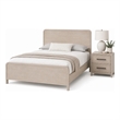 Queen Bedroom Set- Natural Oak Beige Brown Wood- 2 Piece Set with Nightstand
