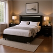Queen Bedroom Set- Black- Chrome Wood- 2 Piece Set with Nightstand