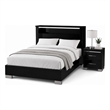 Queen Bedroom Set- Black- Chrome Wood- 2 Piece Set with Nightstand