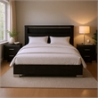 Queen Bedroom Set- Black- Chrome Wood- 3 Piece Set with 2 Nightstands
