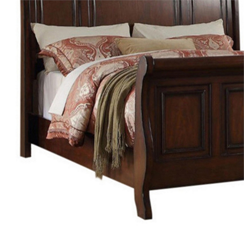 Queen Bedroom Set- Brown Wood- 3 Piece Set with 2 Nightstands