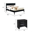 Queen Bedroom Set- Black Wood- 3 Piece Set with 2 Nightstands