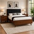 Queen Bedroom Set- Gray- Brown Wood- 3 Piece Set with 2 Nightstands