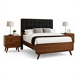 Queen Bedroom Set- Gray- Brown Wood- 3 Piece Set with 2 Nightstands