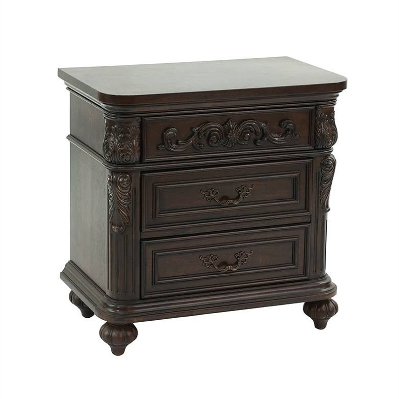 Queen Bedroom Set- Brown Wood- 3 Piece Set with 2 Nightstands