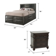 Queen Bedroom Set- Brown Wood- 3 Piece Set with 2 Nightstands