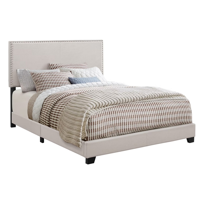 Queen Bedroom Set- Ivory- White- Chrome Wood- 3 Piece Set with 2 Nightstands