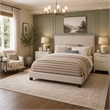 Queen Bedroom Set- Ivory- White- Chrome Wood- 3 Piece Set with 2 Nightstands