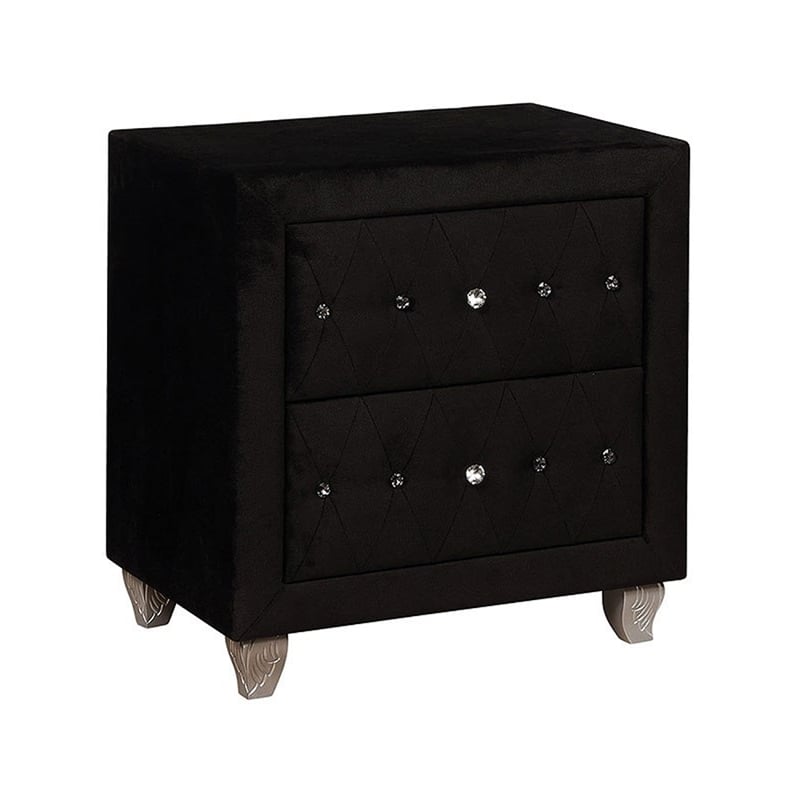 Queen Bedroom Set- Black Wood- 3 Piece Set with 2 Nightstands