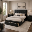 Queen Bedroom Set- Black Wood- 3 Piece Set with 2 Nightstands