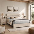 Queen Bedroom Set- White- Black Wood- 3 Piece Set with 2 Nightstands
