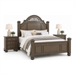 Queen Bedroom Set- Gray- Brass- Clear Wood- 3 Piece Set with 2 Nightstands