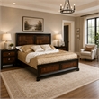Queen Bedroom Set- Brown Wood- 3 Piece Set with 2 Nightstands
