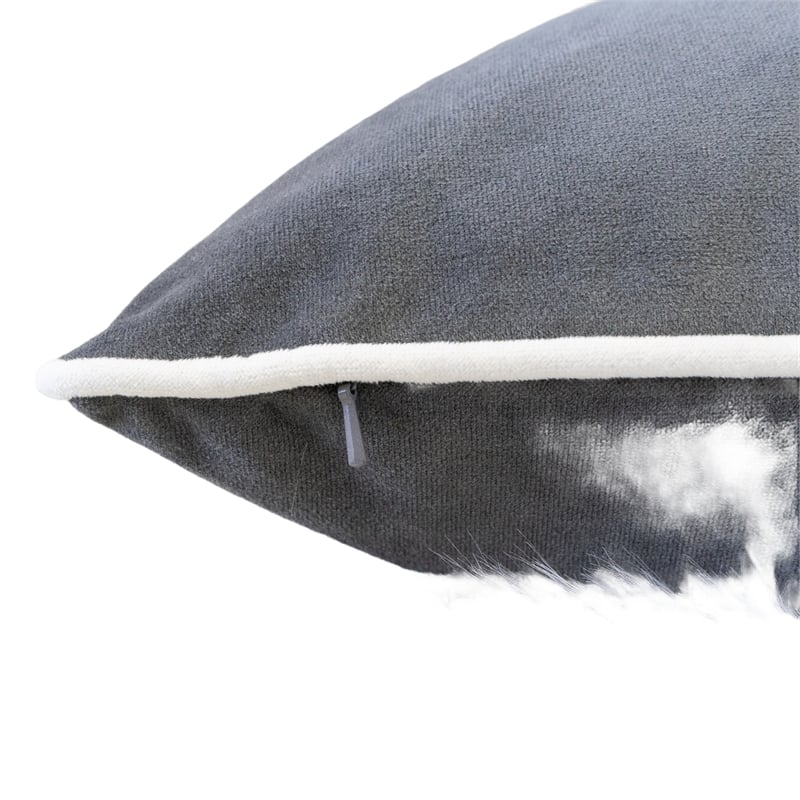 Rola Square Throw Pillow- Let It Snow Embroidery- Gray Cotton 20 Inch