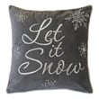 Rola Square Throw Pillow- Let It Snow Embroidery- Gray Cotton 20 Inch