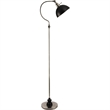 Floor Lamp- Gooseneck Arm and Adjustable Head- Nickel- Black Metal