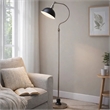 Floor Lamp- Gooseneck Arm and Adjustable Head- Nickel- Black Metal