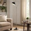 Floor Lamp- Gooseneck Arm and Adjustable Head- Nickel- Black Metal