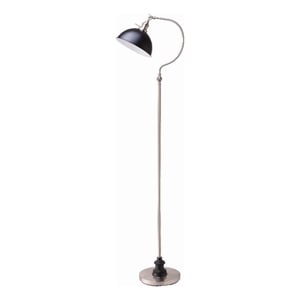Floor Lamp- Gooseneck Arm and Adjustable Head- Nickel- Black Metal