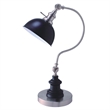 Table Lamp- Gooseneck Arm and Adjustable Head- Nickel- Black Metal