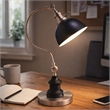 Table Lamp- Gooseneck Arm and Adjustable Head- Nickel- Black Metal