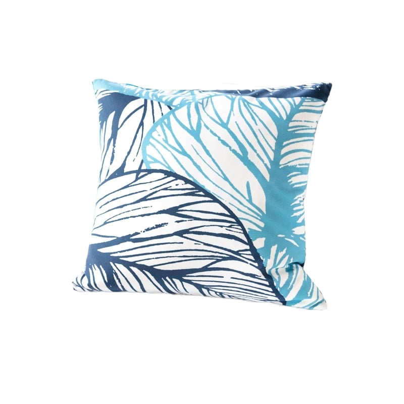 Gey Outdoor Throw Pillow Cover- Blue White Leaf Vein Pattern- 20 Inch Square