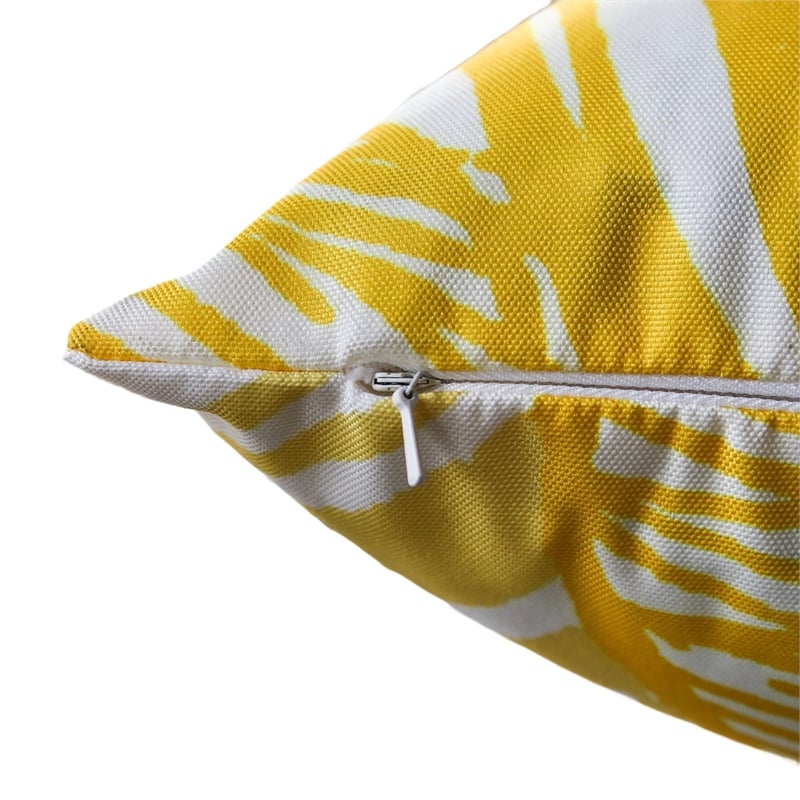 Gey Throw Pillow Cover- Outdoor Yellow Cover and White Leaf 20 Inch Square
