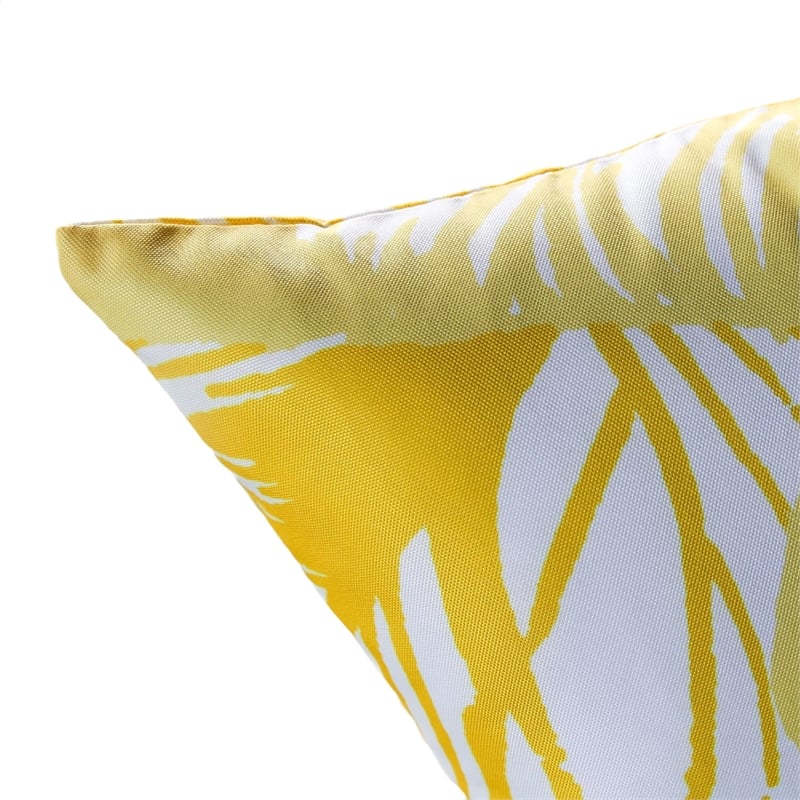 Gey Throw Pillow Cover- Outdoor Yellow Cover and White Leaf 20 Inch Square