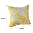 Gey Throw Pillow Cover- Outdoor Yellow Cover and White Leaf 20 Inch Square