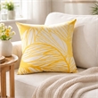 Gey Throw Pillow Cover- Outdoor Yellow Cover and White Leaf 20 Inch Square