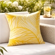 Gey Throw Pillow Cover- Outdoor Yellow Cover and White Leaf 20 Inch Square