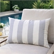 Keo Outdoor Lumbar Pillow- Wide Silver and White Horizontal Stripes- 14x20