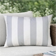 Keo Outdoor Lumbar Pillow- Wide Silver and White Horizontal Stripes- 14x20