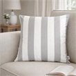 Keo Outdoor Throw Pillow Cover- Silver White Wide Stripes- 20 Inch Square