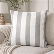 Keo Outdoor Throw Pillow Cover- Silver White Wide Stripes- 20 Inch Square
