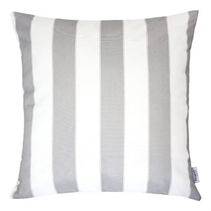 Keo Outdoor Throw Pillow Cover- Silver White Wide Stripes- 20 Inch Square