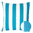 Keo Outdoor Throw Pillow- Aqua Blue- White Stripes- 20 Inch Square